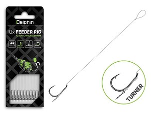 Delphin Fluoro Sting Feeder Rig / 10db - 8cm/0,22mm/Turner #8