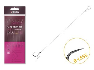 Kötött horog Delphin FLR D-rig / 6db - 8cm / 0,22mm / B-LESS #6 / Sting 7mm